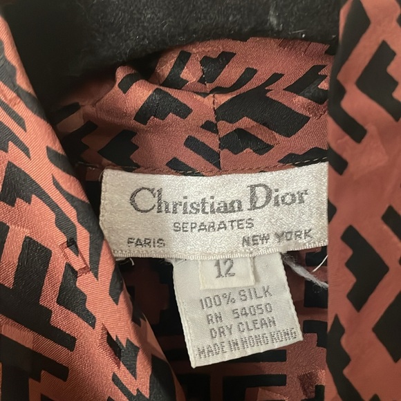 Christian Dior Beautiful Vintage Brown Silk PussyBow Long Sleeve Blouse Size 12 - Picture 3 of 5